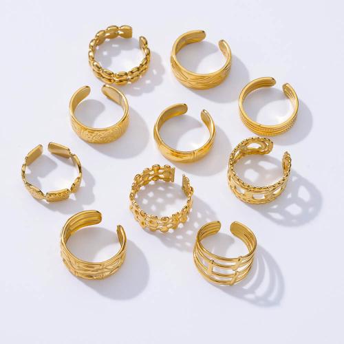 Anillo de dedo de acero inoxidable, acero inoxidable 304, Joyería & diferentes estilos para la opción & para mujer, dorado, Vendido por UD