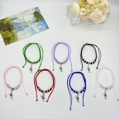 Bracelets de cristal, Nylon polypropylène, avec cristal & alliage de zinc, fait à la main, Réglable & bijoux de mode & unisexe, plus de couleurs à choisir, Longueur Environ 18-26 cm, Vendu par PC