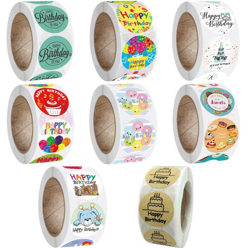 Papieren stickers, Lijm+Sticker, met Koperen Printing Paper, Afdrukken, gemengde patroon & DIY, meer kleuren voor de keuze, 25mm, 500pC's/spool, Verkocht door spool