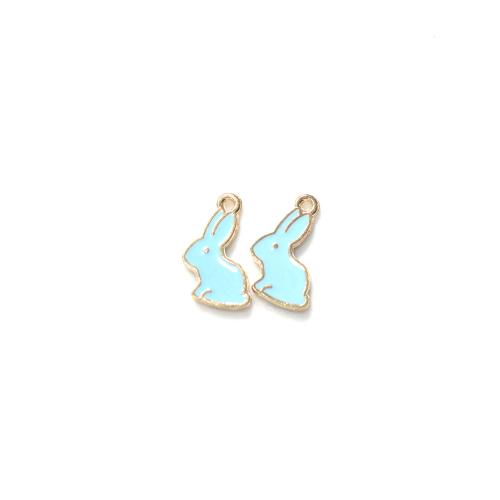 Zinc Alloy Enamel Pendants Rabbit gold color plated DIY Sold By Bag