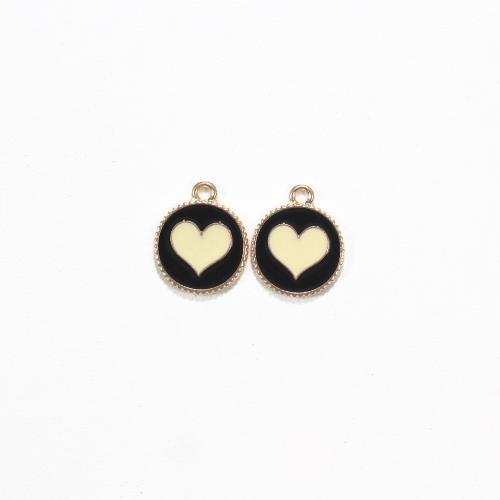 Zinc Alloy Enamel Pendants Round gold color plated DIY Sold By Bag