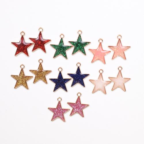 Zinc Alloy Enamel Pendants Star gold color plated DIY Sold By Bag