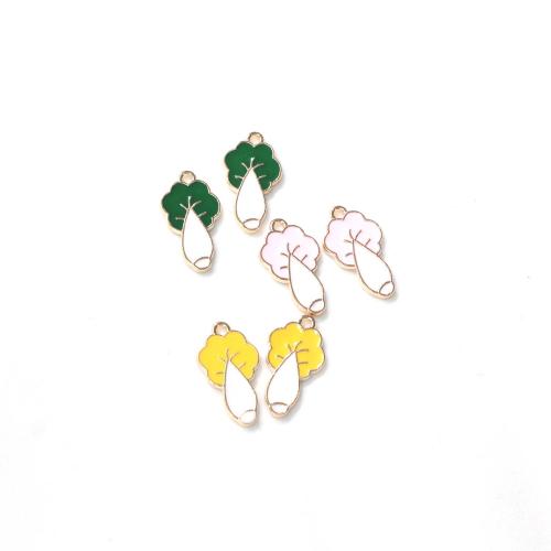 Zinc Alloy Enamel Pendants Cabbage gold color plated DIY Sold By Bag