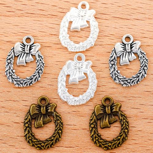 Zinc Alloy Pendants Christmas Wreath plated DIY Sold By Bag