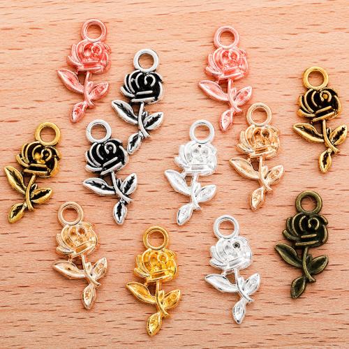 Zinc Alloy Flower Pendler, Rose, forgyldt, du kan DIY, flere farver til valg, 20x10mm, 100pc'er/Bag, Solgt af Bag