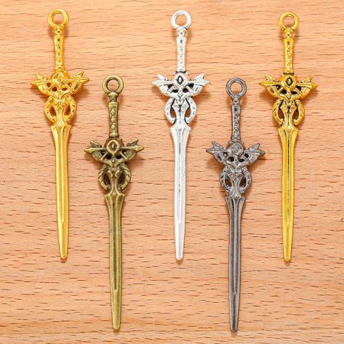 Zinc Alloy Tool Pendler, Sword, forgyldt, du kan DIY, flere farver til valg, 17x70mm, 100pc'er/Bag, Solgt af Bag