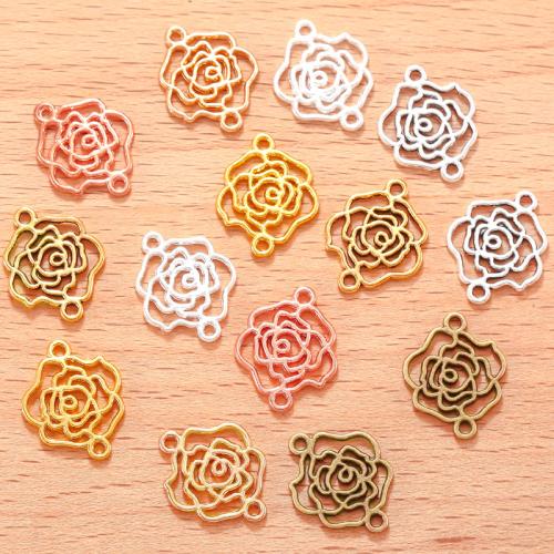 Cvjetni Zinc Alloy priključak, Cink Alloy, Rose, pozlaćen, možete DIY & 1/1 petlje, više boja za izbor, 17x13mm, 100računala/Torba, Prodano By Torba