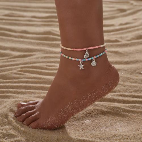 Fashion Jewelry Anklet Seedbead with Zinc Alloy mixed colors Sold By Set