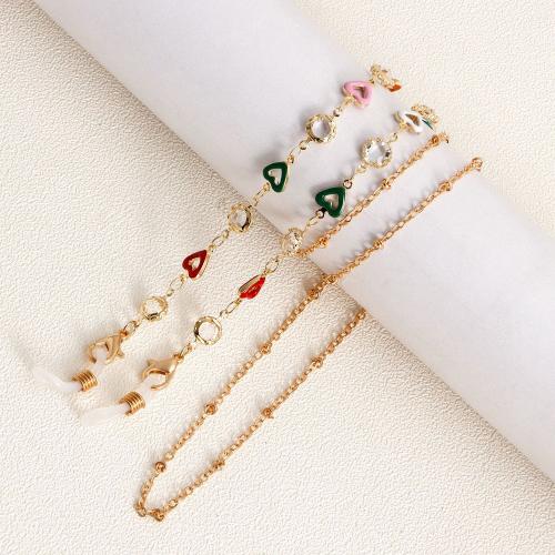 Zinc Alloy Glasses Chain anti-skidding & enamel & with rhinestone Length 30.12 Inch Sold By PC