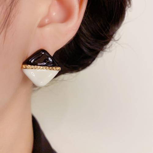 Brass Stud Earring real gold plated for woman & enamel Sold By Pair