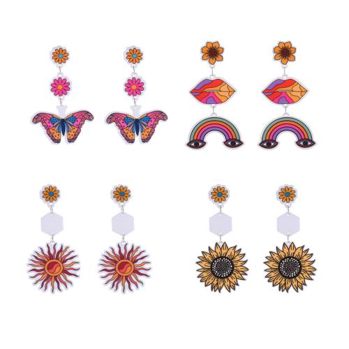 Boucle d'oreille bijoux acrylique, poli, styles différents pour le choix & pour femme, plus de couleurs à choisir, Vendu par paire