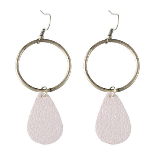 Zinc Alloy Drop Earrings with PU Leather plated & for woman Sold By Pair