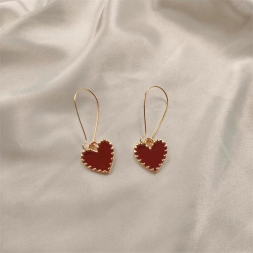 Zinc Alloy Drop Earrings plated for woman & enamel golden Sold By Pair