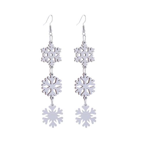 Zinc Alloy Drop Earrings with Wood printing Christmas Design & for woman Sold By Pair