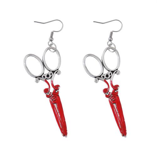 Zinc Alloy Drop Earrings plated gothic style & Unisex silver color Sold By Pair