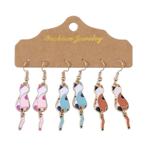 Zinc Alloy Drop Earrings plated three pieces & Unisex & enamel Sold By Set