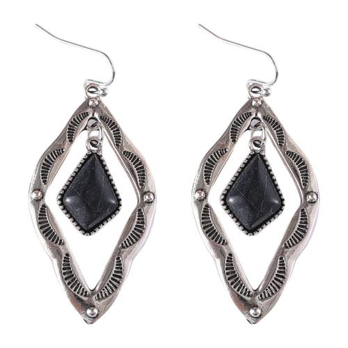 Zinc Alloy Drop Earrings with turquoise plated vintage & for woman silver color Sold By Pair