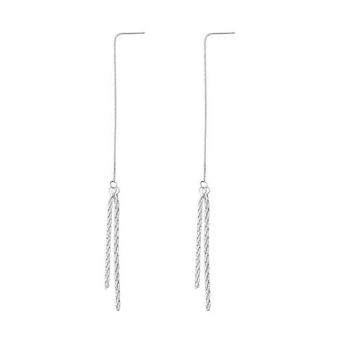 Zinc Alloy Drop Earrings plated & for woman silver color Sold By Pair