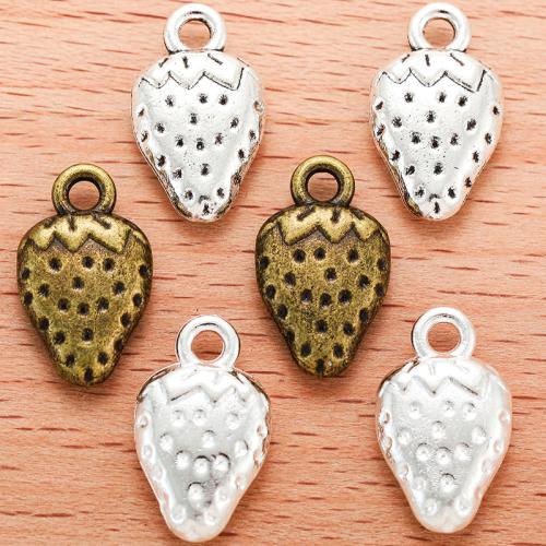 Zinc Alloy Frugt Shape Vedhæng, Strawberry, forgyldt, du kan DIY, flere farver til valg, 17x10mm, 100pc'er/Bag, Solgt af Bag