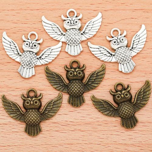 Zinc Alloy Animal Pendler, Owl, forgyldt, du kan DIY, flere farver til valg, 30x24mm, 100pc'er/Bag, Solgt af Bag