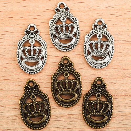 Sinc Alloy Crown Pendants, Corónach, plátáilte, DIY, dathanna níos mó le haghaidh rogha, 23x14mm, 100ríomhairí pearsanta/Mála, Díolta De réir Mála