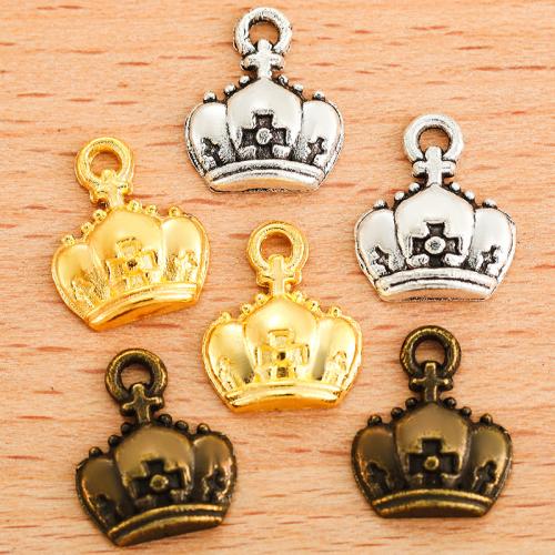 Sinc Alloy Crown Pendants, Corónach, plátáilte, DIY, dathanna níos mó le haghaidh rogha, 13x10mm, 100ríomhairí pearsanta/Mála, Díolta De réir Mála