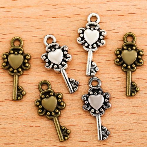 Zinc Alloy Key riipukset, Sinkkiseos, Avain, päällystetty, tee-se-itse, enemmän värejä valinta, 20x10mm, 100PC/laukku, Myymät laukku