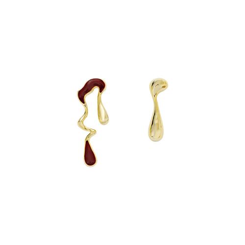 Boucles d'oreilles asymétriques, laiton, bijoux de mode & pour femme & émail, plus de couleurs à choisir, 38x14mm, Vendu par paire