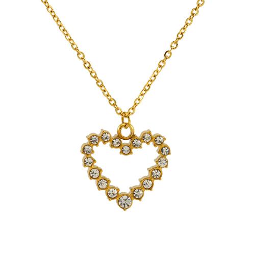 Stainless Steel Jewelry Necklace 304 Stainless Steel 18K gold plated fashion jewelry & for woman & with rhinestone golden Length Approx 45 cm Sold By PC