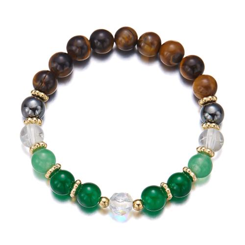 Glass Beads Bracelet with Natural Stone fashion jewelry & elastic & Unisex Length Approx 18 cm Sold By PC