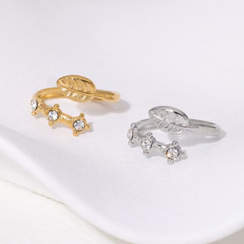 Rhinestone Stainless Steel Finger Ring 304 Stainless Steel fashion jewelry & for woman & with rhinestone Sold By PC