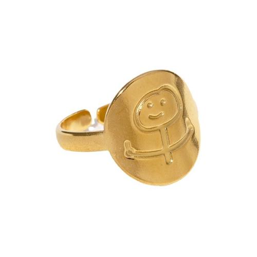 Vinger Ring in edelstaal, 304 roestvrij staal, 18K verguld, mode sieraden & voor vrouw, gouden, Verkocht door PC