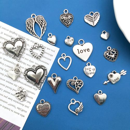 Zinc Alloy Heart Pendler, du kan DIY & forskellige stilarter for valg, Solgt af PC