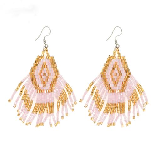 Seedbead Tassel Earring, jewelry faisin & do bhean, dathanna níos mó le haghaidh rogha, 13x12mm, Díolta De réir Péire