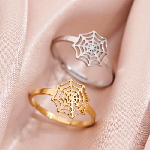 Stainless Steel Finger Ring 304 Stainless Steel Spider Web plated Adjustable & for woman inner ~20mm Sold By PC