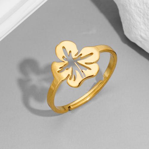 Stainless Steel Finger Ring 304 Stainless Steel Flower plated Adjustable & for woman inner ~20mm Sold By PC