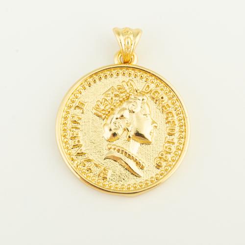 Brass Jewelry Pendants Round gold color plated DIY nickel lead & cadmium free Sold By PC