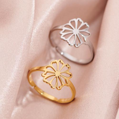 Stainless Steel Finger Ring 304 Stainless Steel Flower plated Adjustable & for woman inner ~20mm Sold By PC