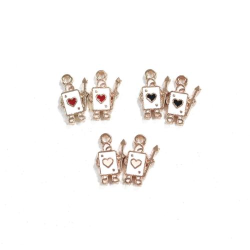 Zinc Alloy Enamel Pendants Poker gold color plated DIY Sold By Bag