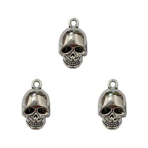 Cink ötvözet Skull Medálok, Koponya, antik ezüst színű bevonattal, DIY, 100PC-k/Bag, Által értékesített Bag