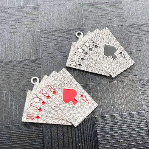 Zinc Alloy Enamel Pendants Poker plated DIY & with rhinestone Sold By Bag