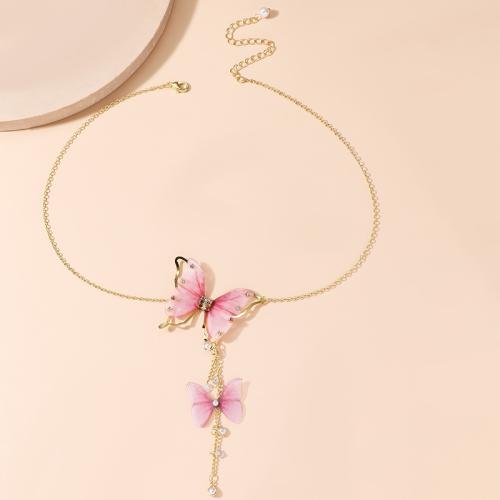 Zinc Alloy Jewelry Necklace with Etamine with 9cm extender chain plated fashion jewelry & with rhinestone nickel lead & cadmium free Length 37 cm Sold By PC