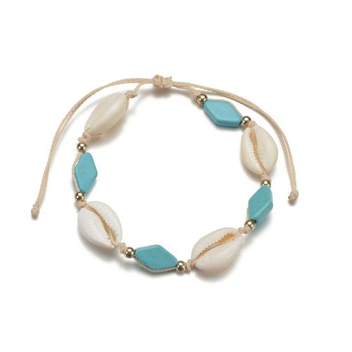 Fashion Jewelry Anklet Nylon Cord with turquoise & Shell mixed colors Sold By PC