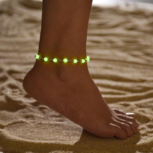 Fashion Jewelry Anklet, alliage de zinc, avec Acrylique, avec 7cm chaînes de rallonge, Placage de couleur argentée, bijoux de mode, argent, protéger l'environnement, sans nickel, plomb et cadmium, Longueur 21 cm, Vendu par PC