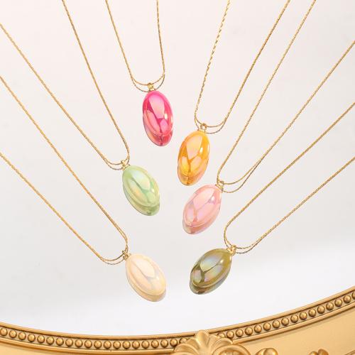 Collier d'acier titane, avec résine, Placage de couleur d'or, bijoux de mode & pour femme, plus de couleurs à choisir, Longueur Environ 41-50 cm, Vendu par PC