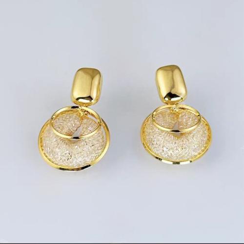 Zinc Alloy Drop Earrings 14K gold plated fashion jewelry & for woman & hollow Sold By Pair