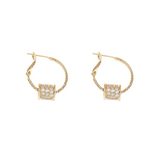 Boucles d'oreilles en laiton zircon cubique pavent, Plaqué d'or, pavé de micro zircon & pour femme, Or, 29x7mm, Vendu par paire