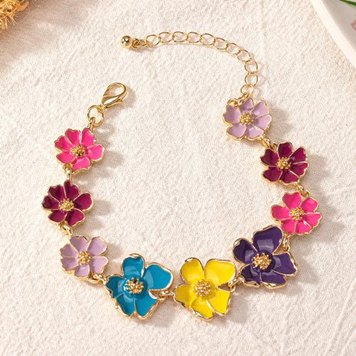 Zinc Alloy Bracelet petals plated for woman & enamel multi-colored Sold By PC