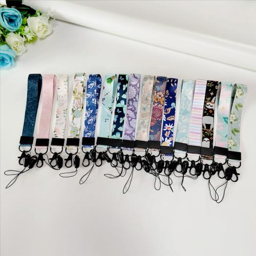 Mobile Phone Lanyard Zinc Alloy with Polyester random style & portable & multifunctional Random Color Sold By PC