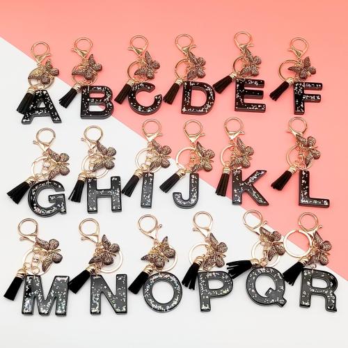 Zinc Alloy Key Clasp with Resin epoxy gel letters are from A to Z & multifunctional golden Package size Sold By PC